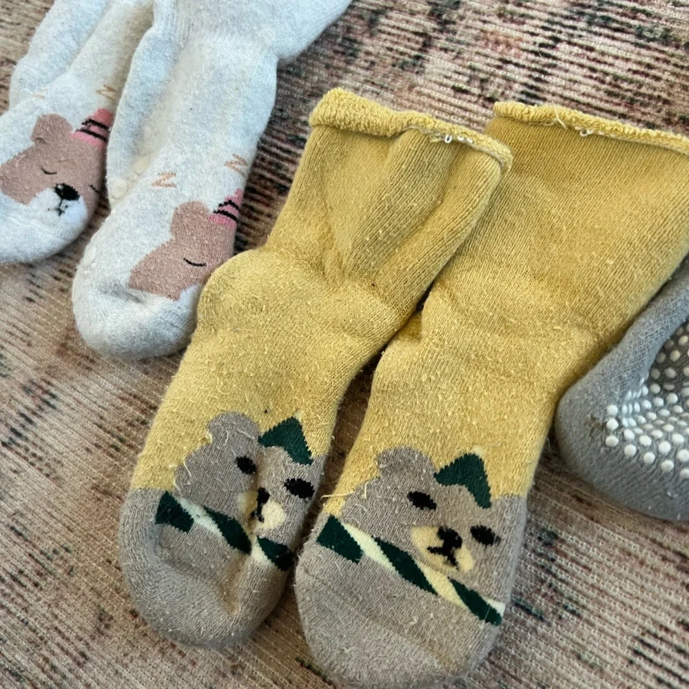 Baby Gripper Cozy Animal Print Socks Set - White, Yellow, Gray